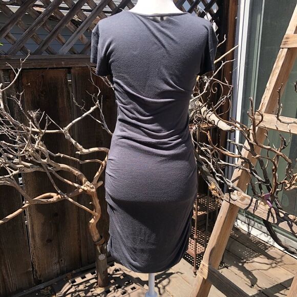 Maje Lace Mesh Eyelet Charcoal Bodycon Dress - Picture 8 of 14